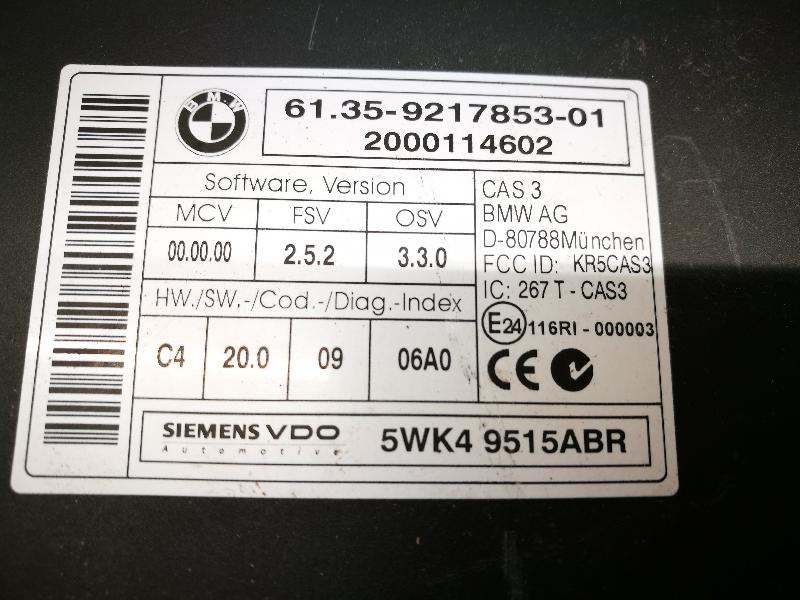 Bmw X1 E84 Cas Ews 9217853 9217853 01 3746353